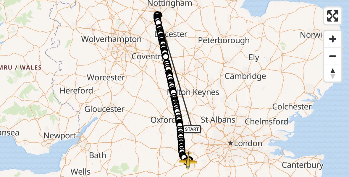 Flight route Police Aircraft Naphill - Blackbushe Airport, 17 September 2026, 13:15