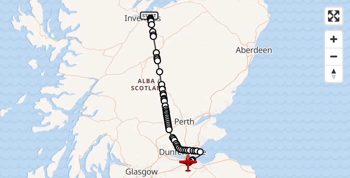 Flight route Air Ambulance Aircraft Inverness - Edinburgh Airport, 17 September 2026, 14:01