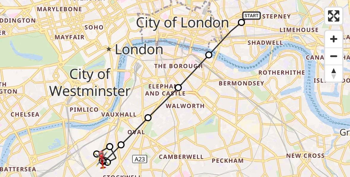 Flight route Air Ambulance Helicopter Royal London Hospital - Beames House, 17 September 2026, 15:30