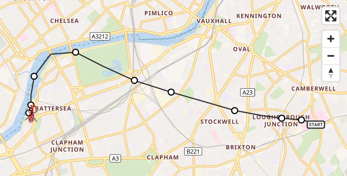 Flight route Air Ambulance Helicopter Kings College London Hospital - London Heliport, 17 September 2026, 16:27