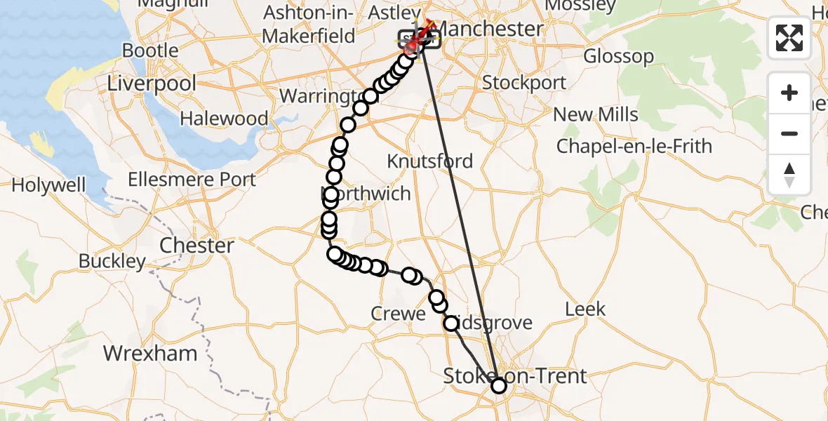 Flight route Air Ambulance Helicopter Manchester Barton Aerodrome - Manchester Barton Aerodrome, 17 September 2026, 16:54