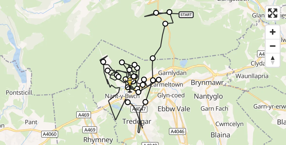 Flight route Police Helicopter Llangattock - Nant-y-Bwch, 17 September 2026, 20:30