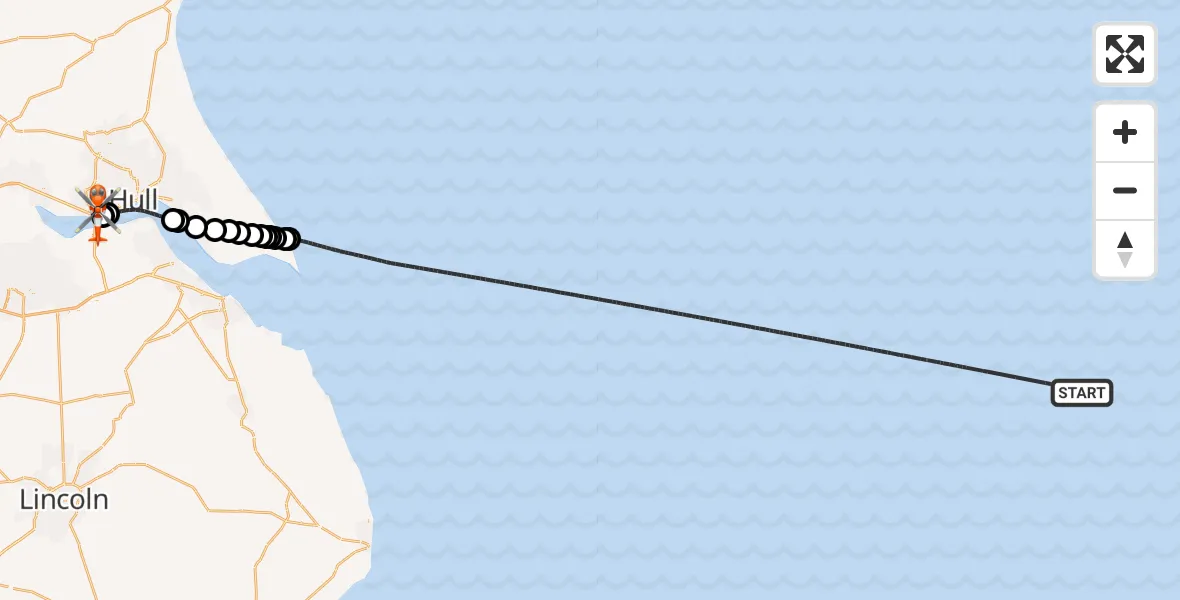 Flight route Coastguard Helicopter North Sea - Hessle, 18 September 2026, 02:47