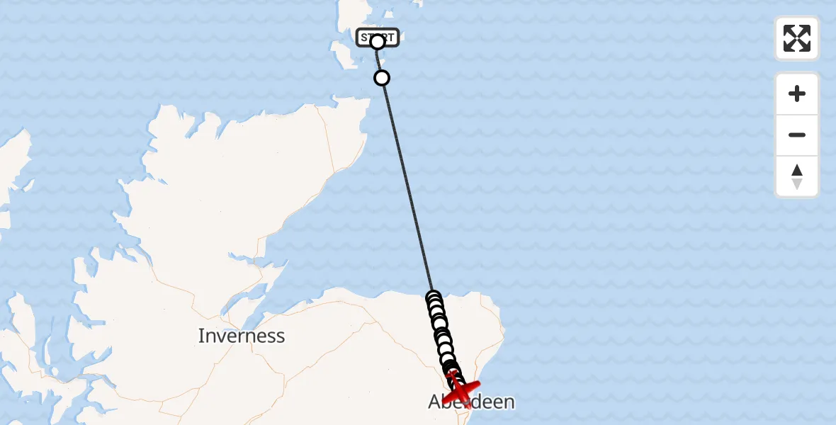 Flight route Air Ambulance Aircraft Orkney Islands - Aberdeen International Airport, 18 September 2026, 03:25