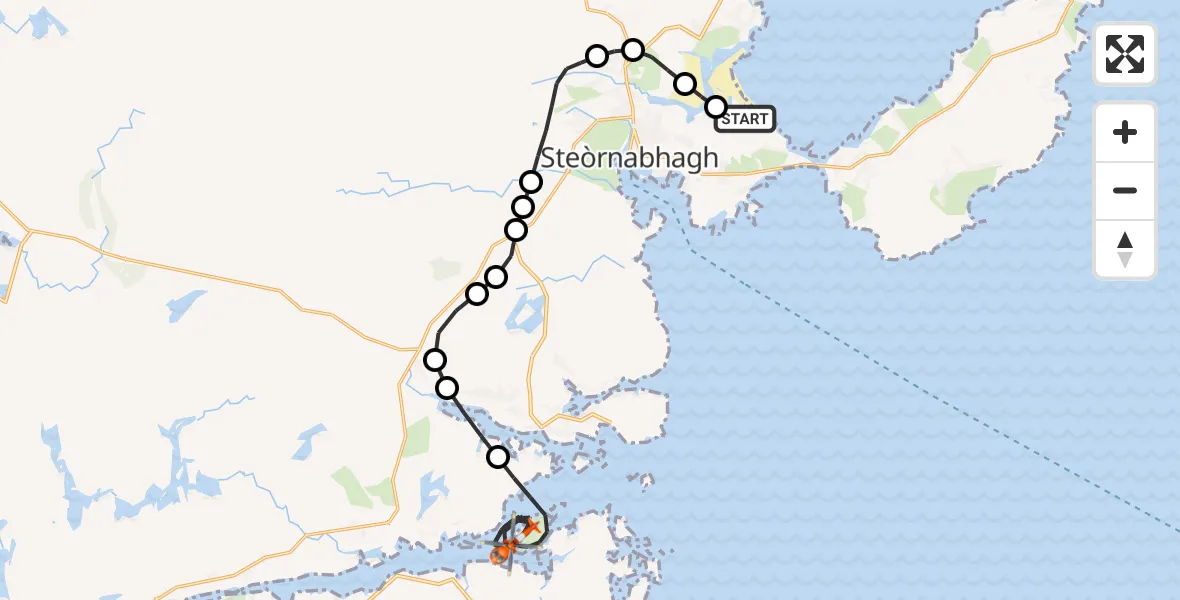 Flight route Coastguard Helicopter Stornoway Airport - Inner Seas, 18 September 2026, 08:21