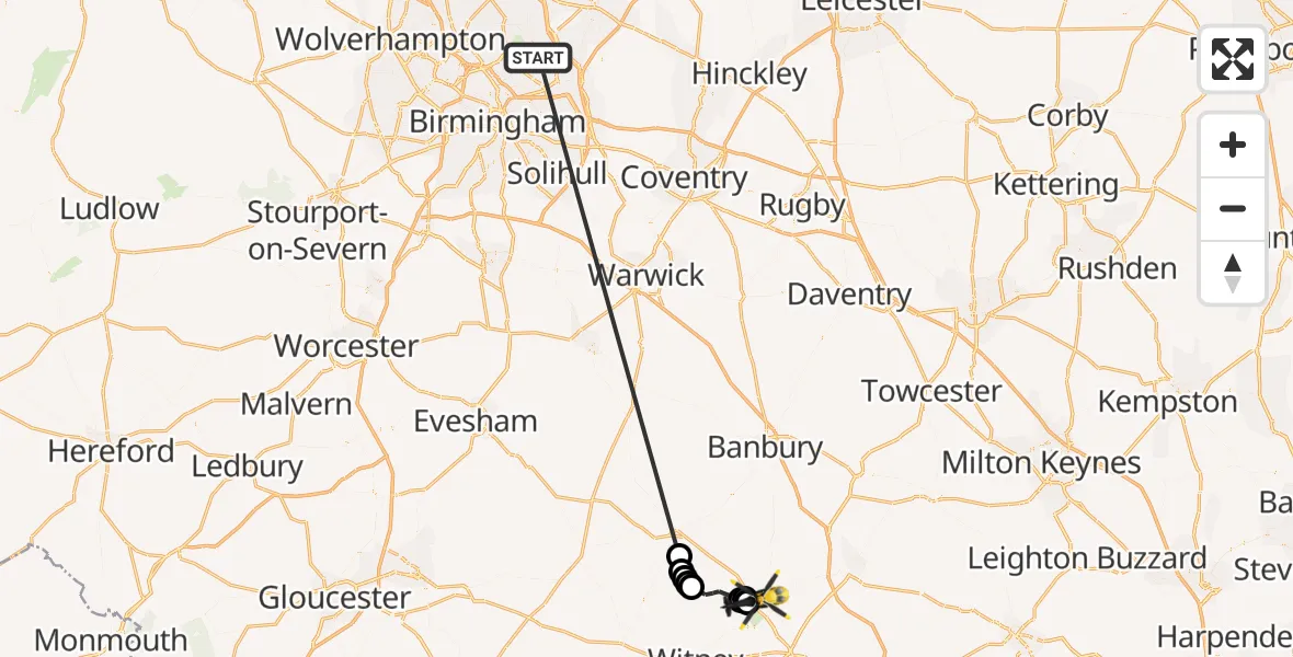 Flight route Police Helicopter Sutton Coldfield - Wootton, 18 September 2026, 08:41
