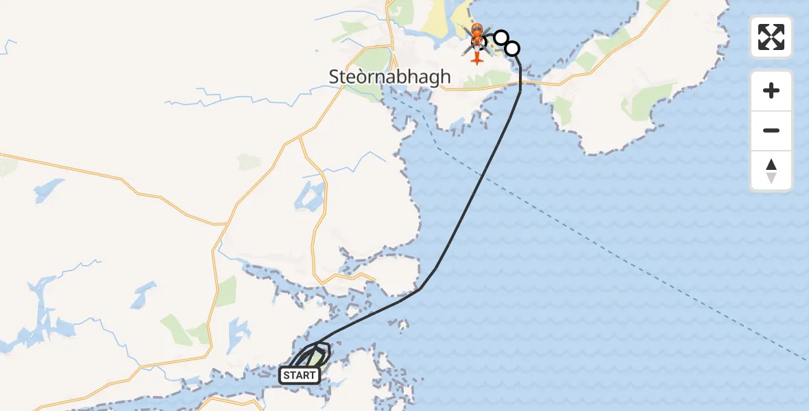 Flight route Coastguard Helicopter Inner Seas - Stornoway Airport, 18 September 2026, 08:54