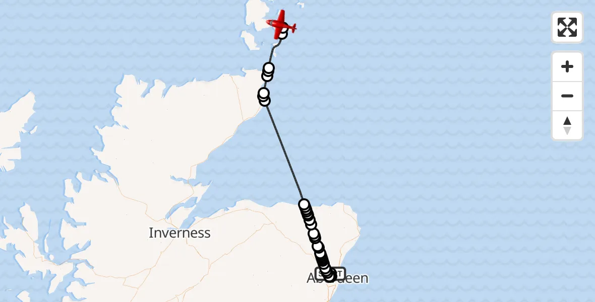 Flight route Air Ambulance Aircraft Aberdeen International Airport - Tankerness, 18 September 2026, 09:46