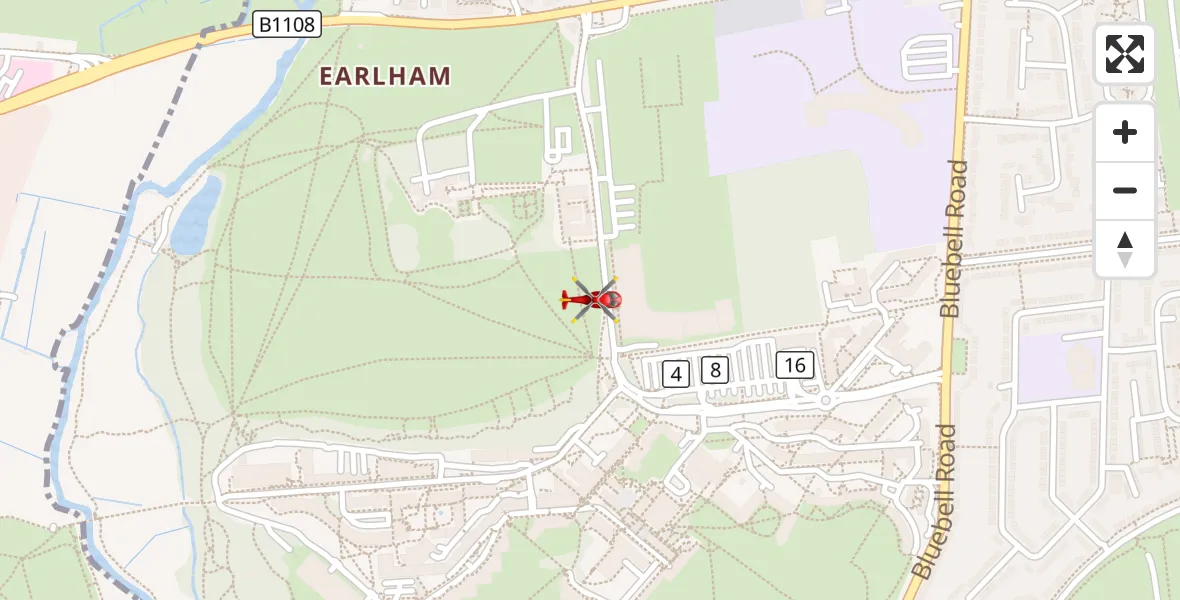 Flight route Air Ambulance Helicopter Colney - Colney, 18 September 2026, 10:48