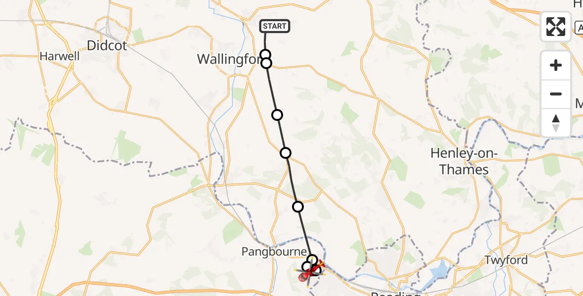 Flight route Air Ambulance Helicopter RAF Benson - Reading, 18 September 2026, 13:06