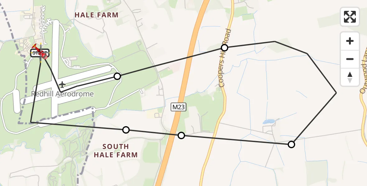 Flight route Air Ambulance Helicopter Redhill Aerodrome - Redhill Aerodrome, 18 September 2026, 15:22