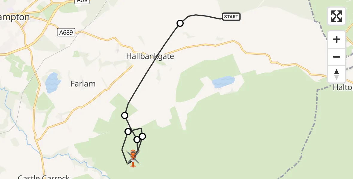 Flight route Coastguard Helicopter Nether Denton - Hayton, 18 September 2026, 16:19