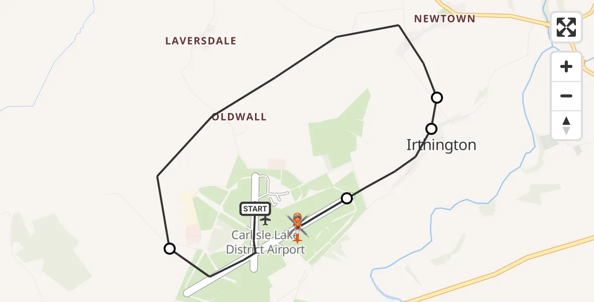 Flight route Coastguard Helicopter Carlisle Lake District Airport - Carlisle Lake District Airport, 18 September 2026, 16:56