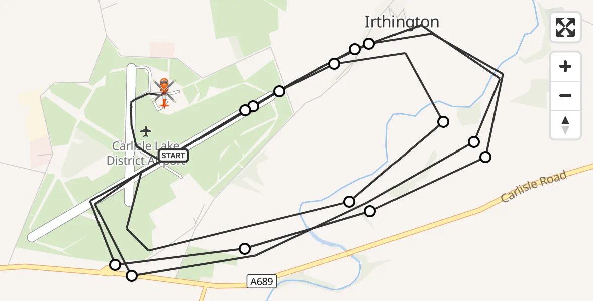 Flight route Coastguard Helicopter Carlisle Lake District Airport - Carlisle Lake District Airport, 18 September 2026, 17:07
