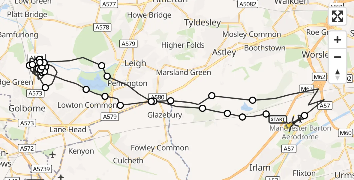 Flight route Police Helicopter Irlam - Irlam, 18 September 2026, 22:51