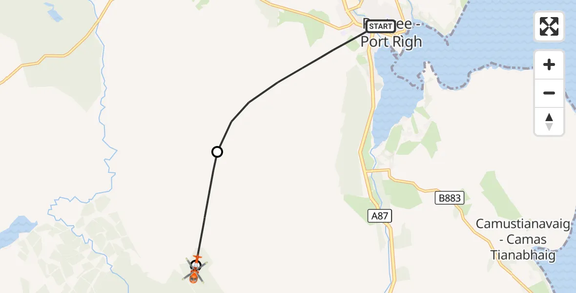 Flight route Coastguard Helicopter Portree - Port Rìgh - Mugeary - Mùigearraidh, 19 September 2026, 09:10