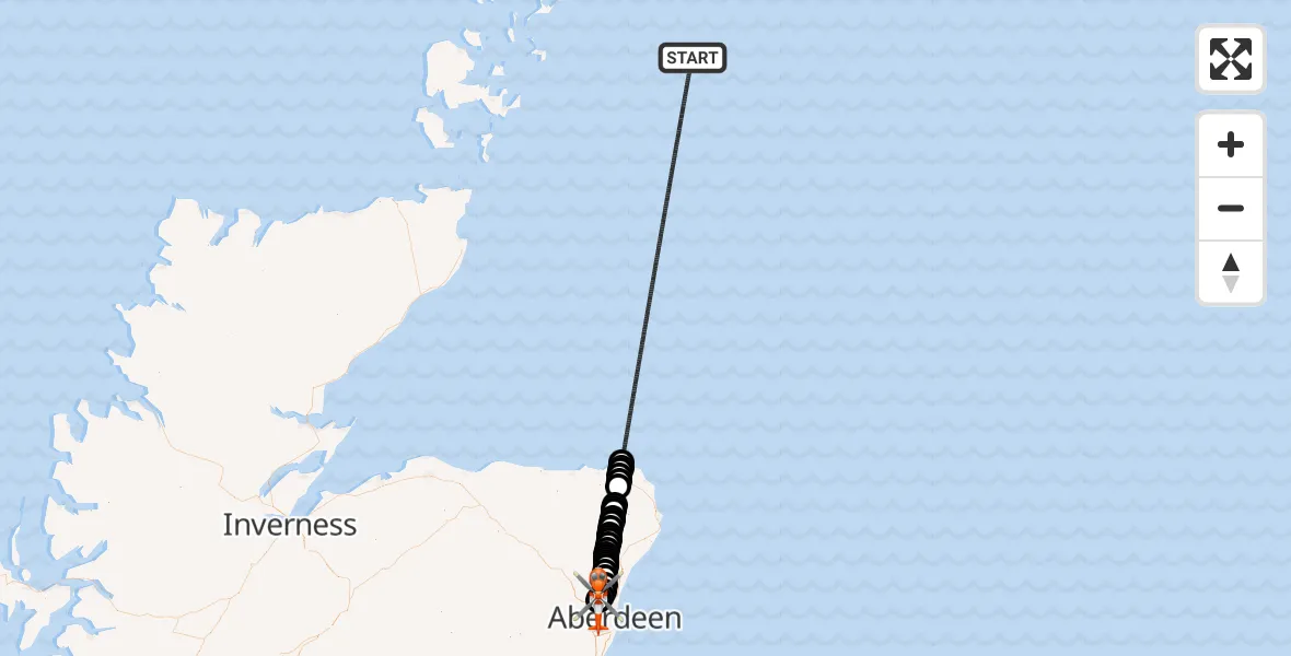 Flight route Coastguard Helicopter North Sea - Aberdeen International Airport, 19 September 2026, 13:32