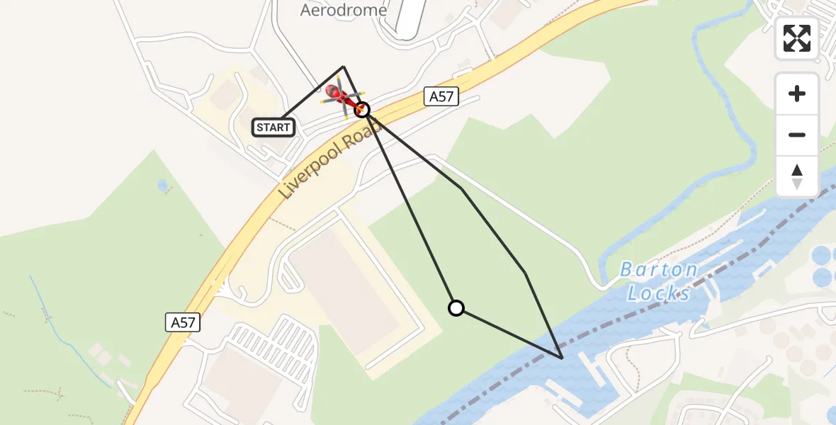 Flight route Air Ambulance Helicopter Manchester Barton Aerodrome - Manchester Barton Aerodrome, 19 September 2026, 14:21