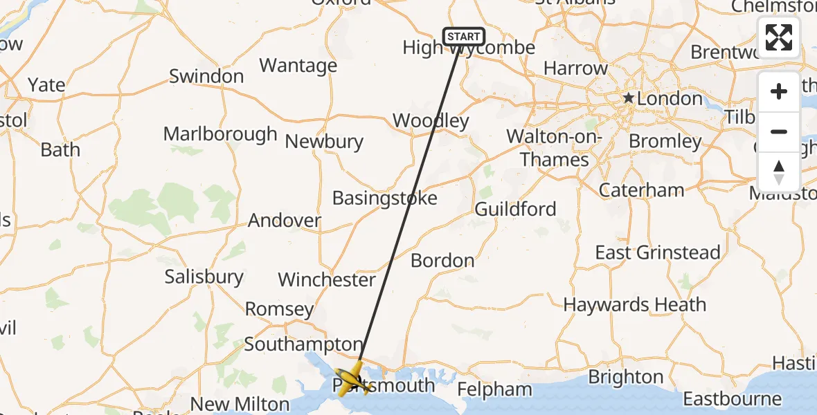 Flight route Police Aircraft Naphill - Solent Airport, 19 September 2026, 14:41