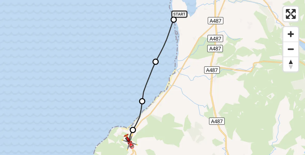 Flight route Air Ambulance Helicopter Caernarfon Airport - Trefor, 19 September 2026, 15:09