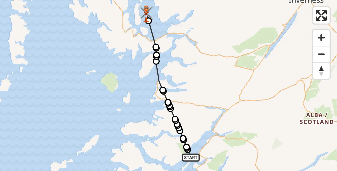 Flight route Coastguard Helicopter Inner Seas - Inner Seas, 19 September 2026, 18:07