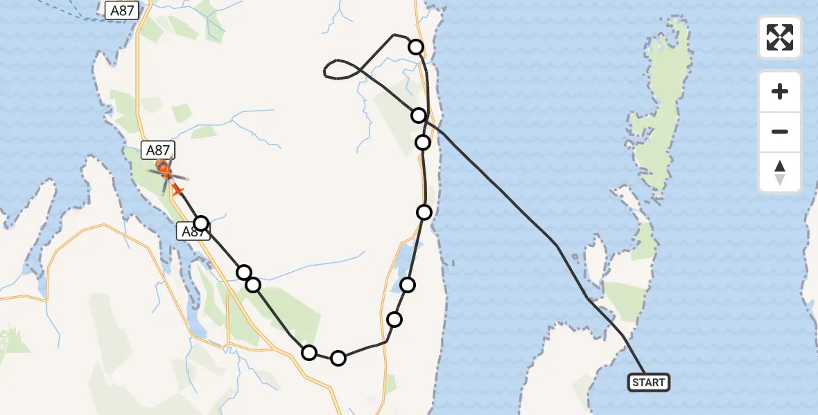 Flight route Coastguard Helicopter Inner Seas - Eyre - Eighre, 19 September 2026, 18:36