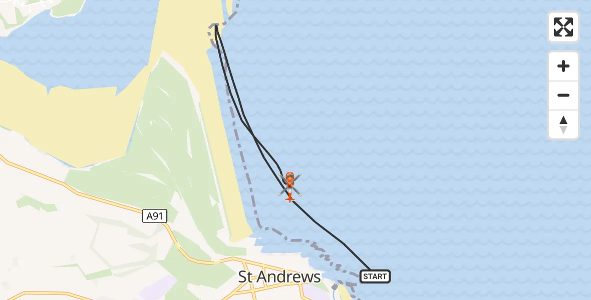 Flight route Coastguard Helicopter St Andrews - St Andrews, 19 September 2026, 18:38