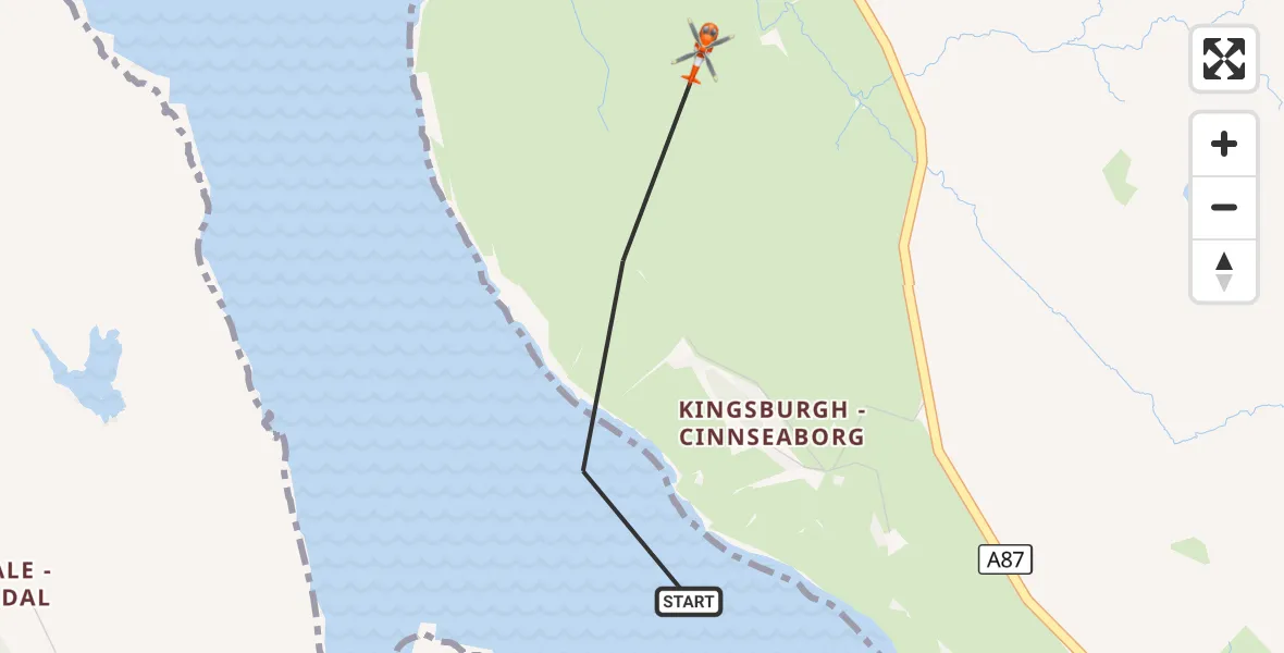 Flight route Coastguard Helicopter Kingsburgh - Cinnseaborg - Eyre - Eighre, 19 September 2026, 19:11