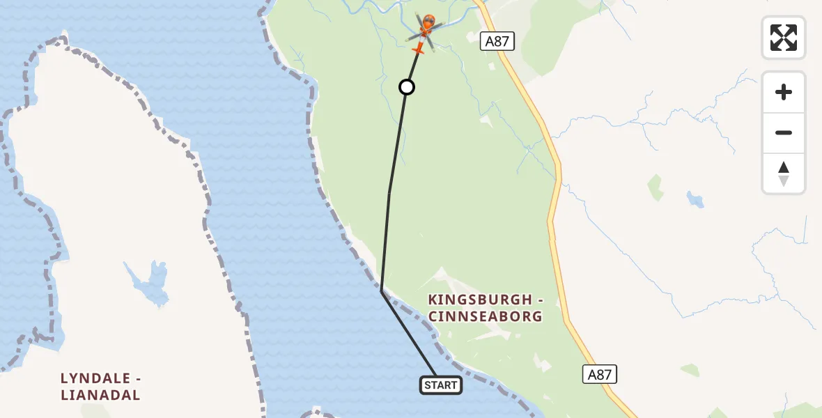 Flight route Coastguard Helicopter Kingsburgh - Cinnseaborg - Uig - Ùige, 19 September 2026, 19:28
