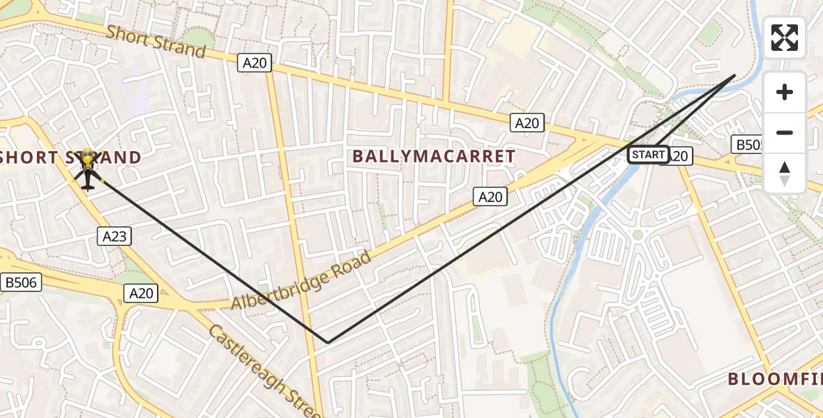 Flight route Police Helicopter Belfast City District - Belfast City District, 19 September 2026, 21:32