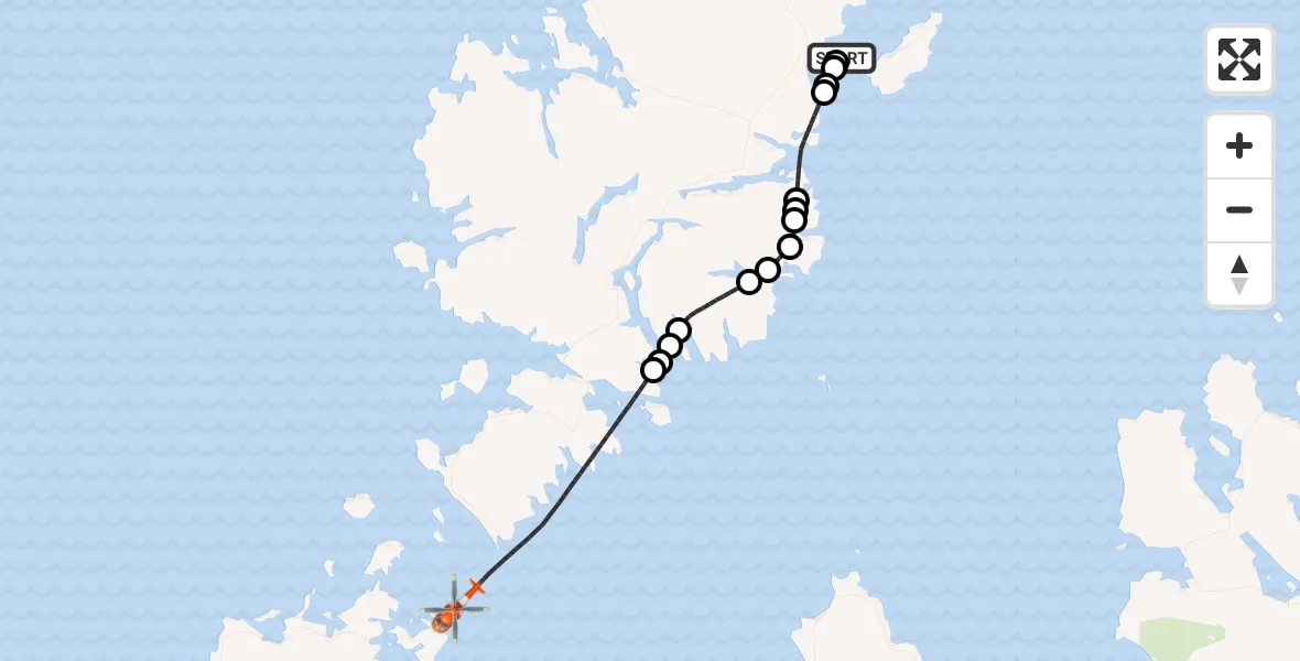 Flight route Coastguard Helicopter Stornoway Airport - Inner Seas, 20 September 2026, 07:51