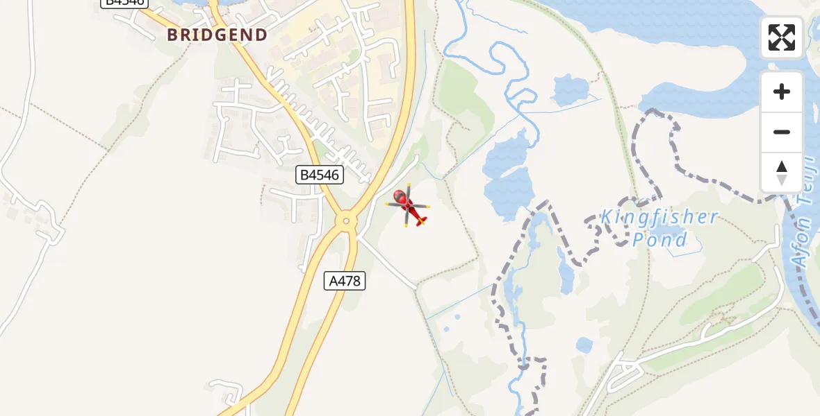 Flight route Air Ambulance Helicopter Aberteifi / Cardigan - Aberteifi / Cardigan, 20 September 2026, 11:08