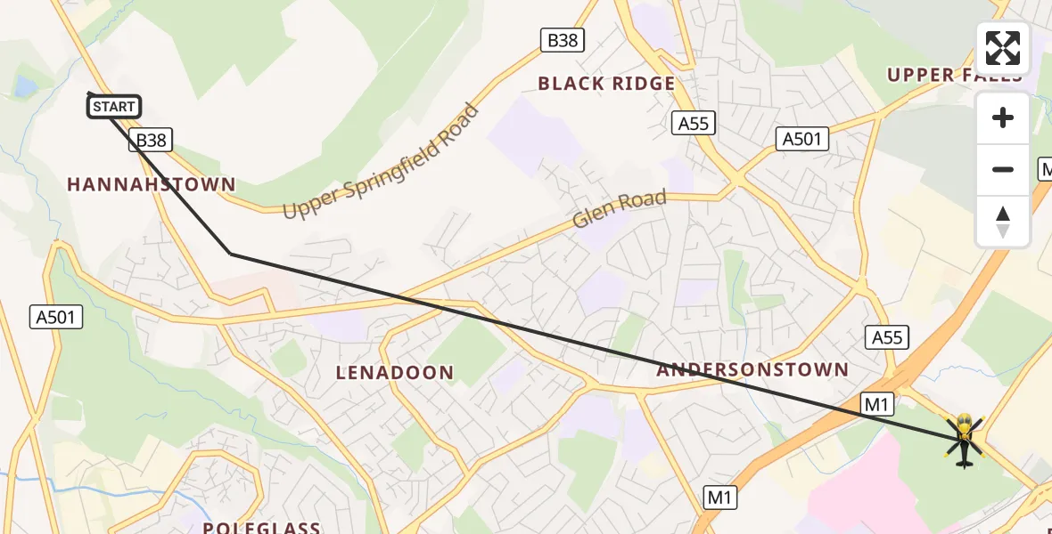 Flight route Police Helicopter Belfast City District - Belfast City District, 20 September 2026, 11:20