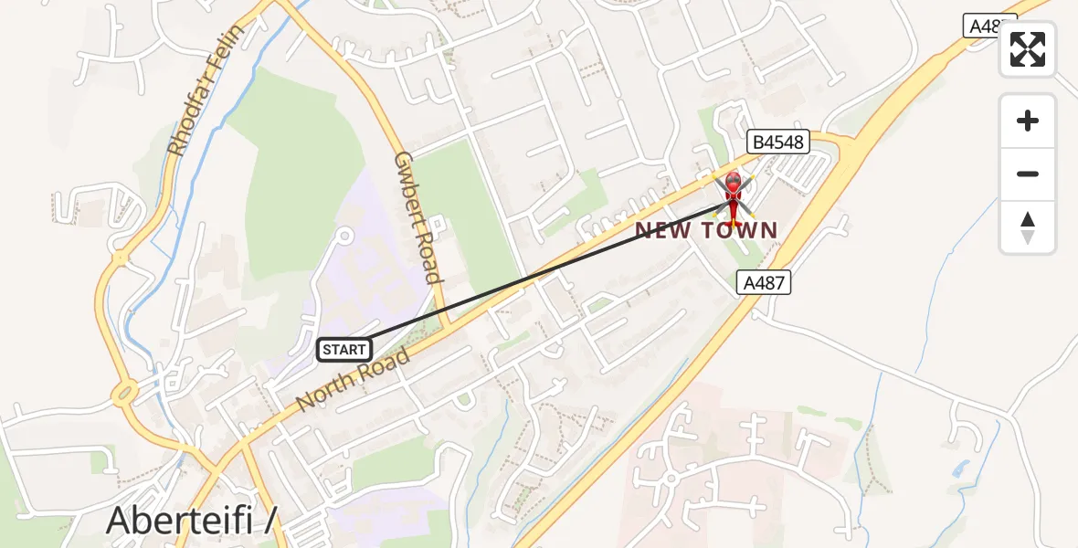 Flight route Air Ambulance Helicopter Aberteifi / Cardigan - Aberteifi / Cardigan, 20 September 2026, 11:48