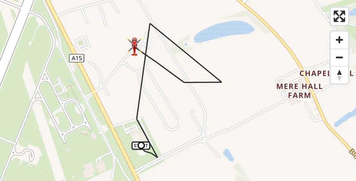 Flight route Air Ambulance Helicopter RAF Waddington - North Kesteven, 20 September 2026, 11:50