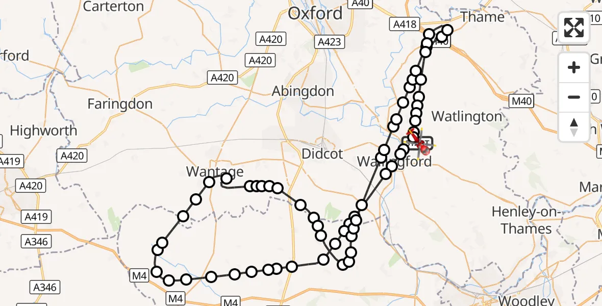 Flight route Air Ambulance Helicopter RAF Benson - RAF Benson, 20 September 2026, 11:53
