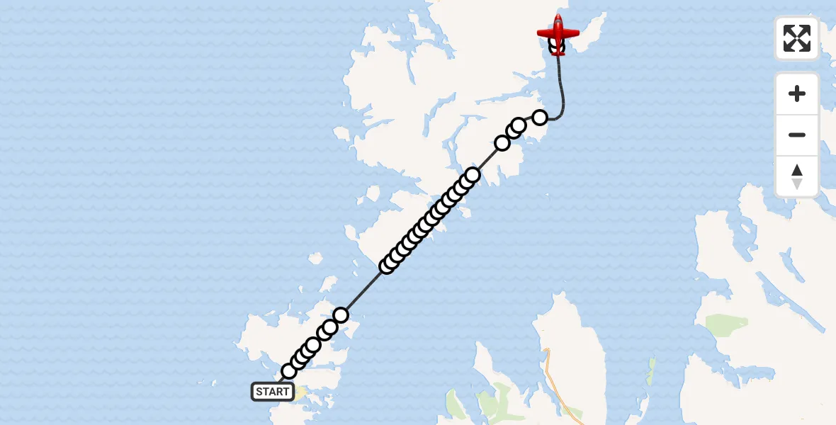 Flight route Air Ambulance Aircraft North Atlantic Ocean - Stornoway Airport, 20 September 2026, 12:14