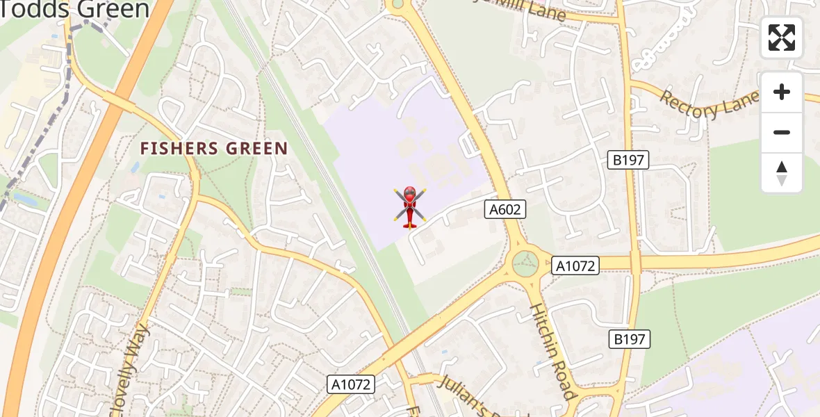 Flight route Air Ambulance Helicopter Stevenage - Stevenage, 20 September 2026, 13:55