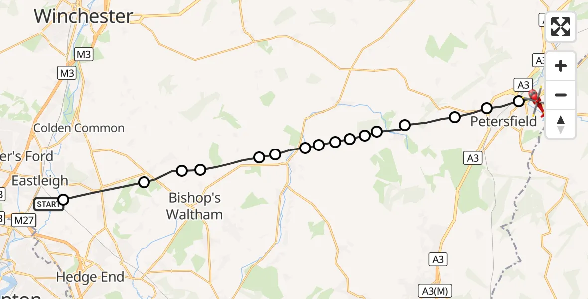 Flight route Air Ambulance Helicopter Southampton Airport - Sheet, 20 September 2026, 16:06