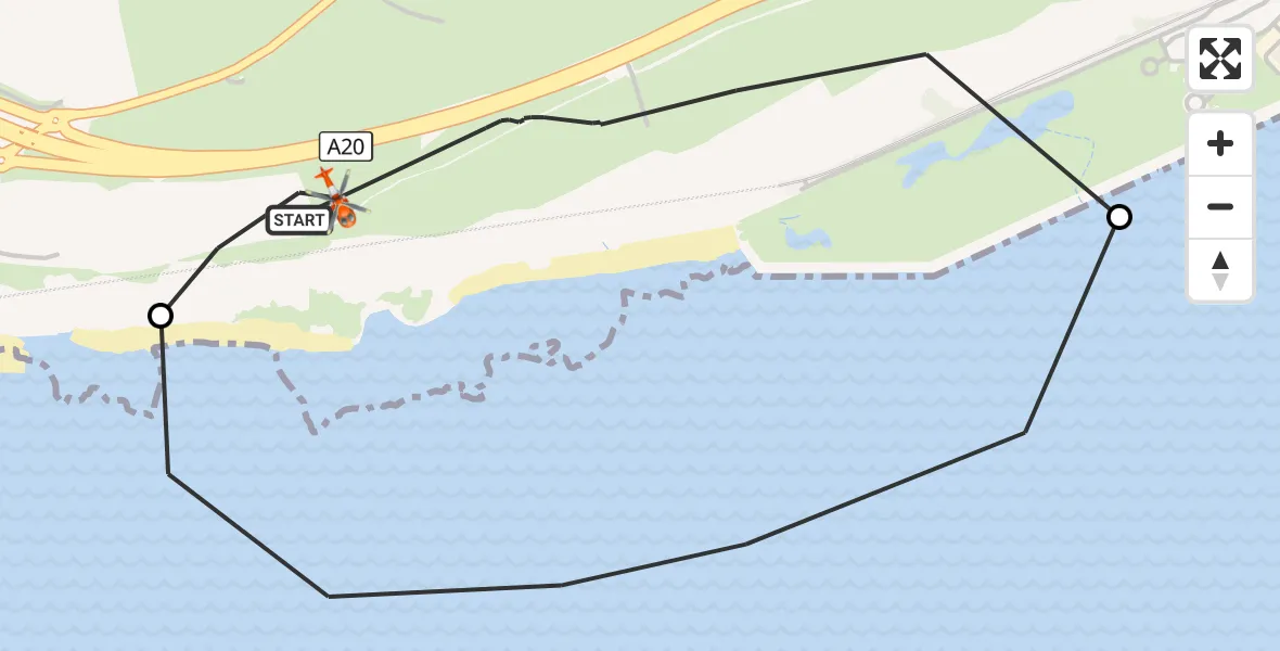 Flight route Coastguard Helicopter Dover - Dover, 20 September 2026, 18:25