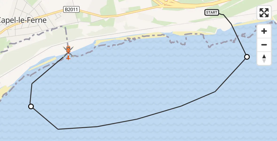 Flight route Coastguard Helicopter Dover - Dover, 20 September 2026, 18:34