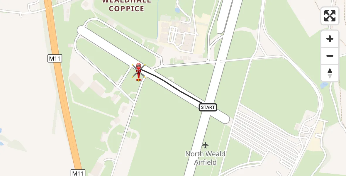 Flight route Air Ambulance Helicopter North Weald Airfield - North Weald Airfield, 20 September 2026, 18:59