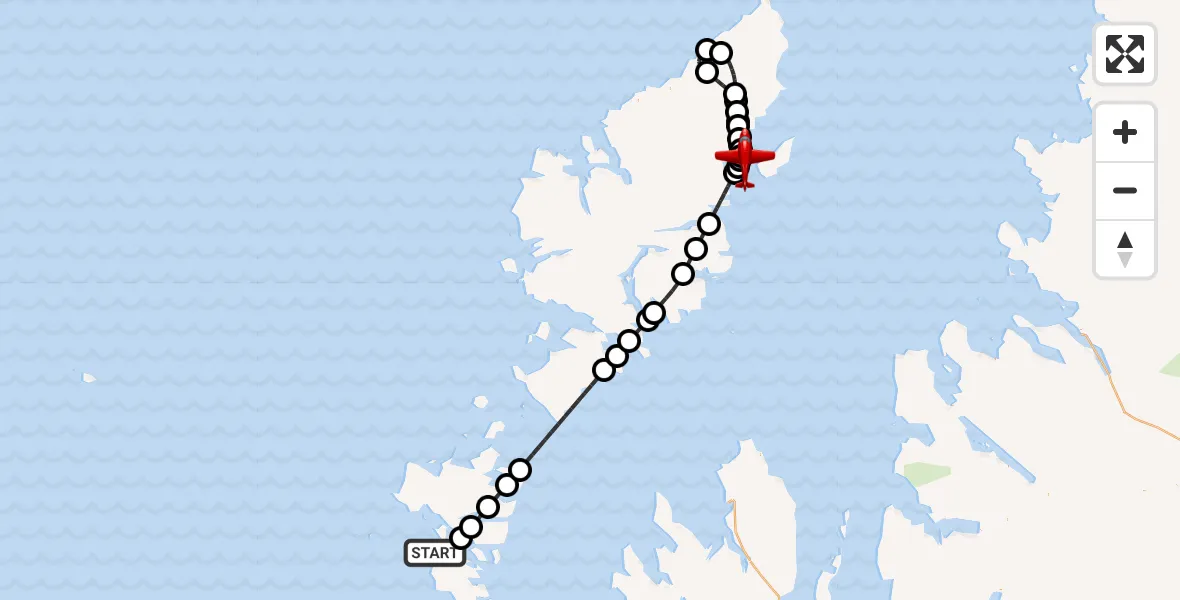 Flight route Air Ambulance Aircraft North Atlantic Ocean - Stornoway Airport, 20 September 2026, 21:09