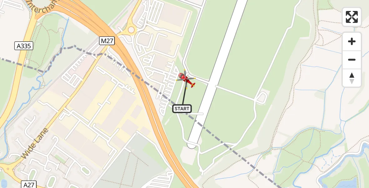 Flight route Air Ambulance Helicopter Southampton Airport - Southampton Airport, 20 September 2026, 23:58