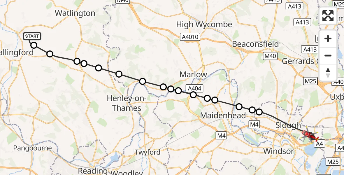 Flight route Air Ambulance Helicopter RAF Benson - Slough, 21 September 2026, 10:05