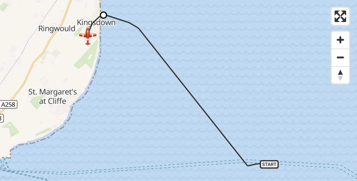 Flight route Coastguard Drone North Sea - Dover, 21 September 2026, 10:10