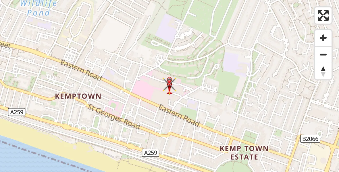 Flight route Air Ambulance Helicopter Brighton - Brighton, 21 September 2026, 10:21