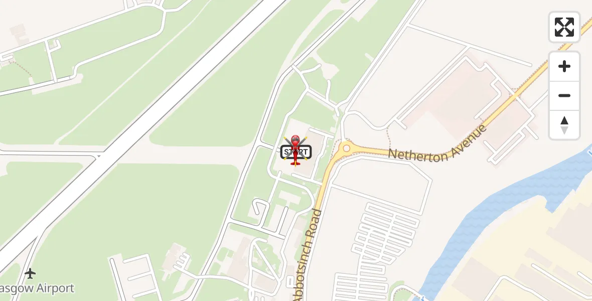 Flight route Air Ambulance Helicopter Glasgow Airport - Glasgow Airport, 21 September 2026, 12:12