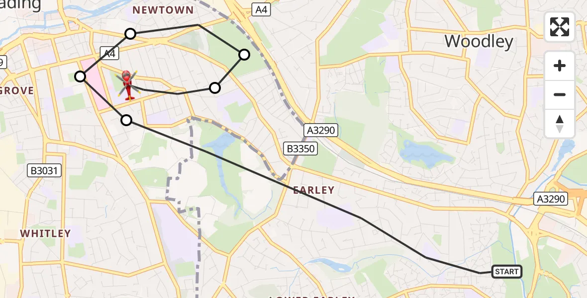 Flight route Air Ambulance Helicopter Reading - Reading, 21 September 2026, 12:14