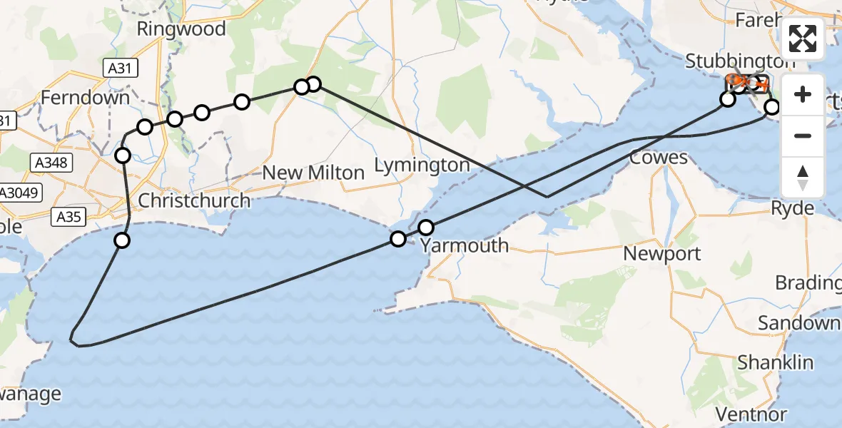 Flight route Coastguard Helicopter Solent Airport - Solent Airport, 21 September 2026, 13:41